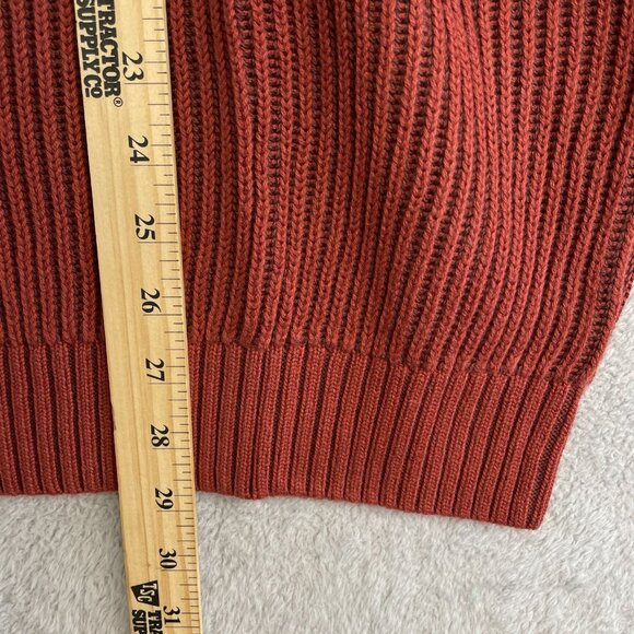 NEW Lands' End Drifter Men's L Ribbed Cotton Sweater Rust Red Mock Neck - Picture 5 of 13